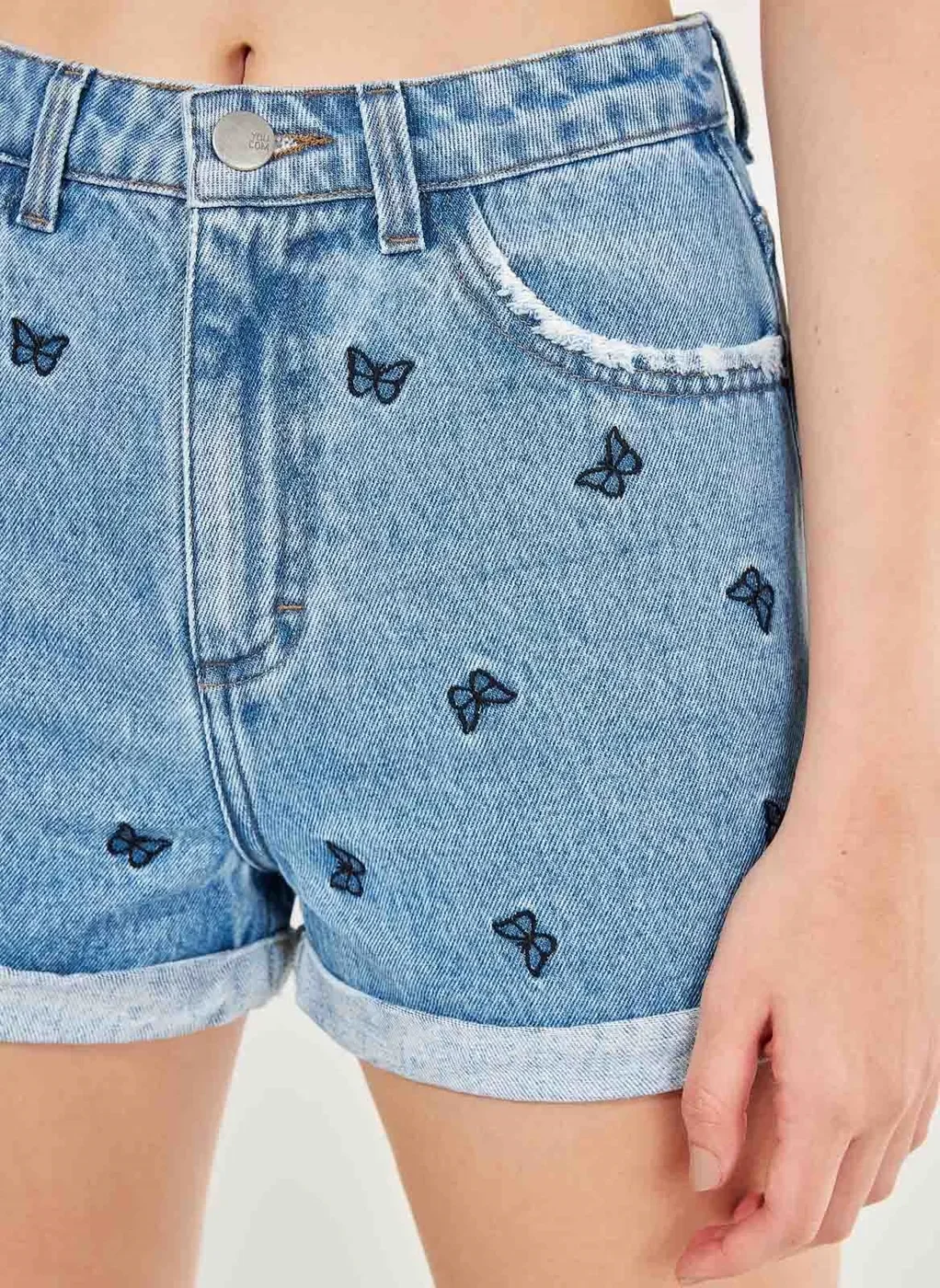 Short Mom Jeans Borboletas
