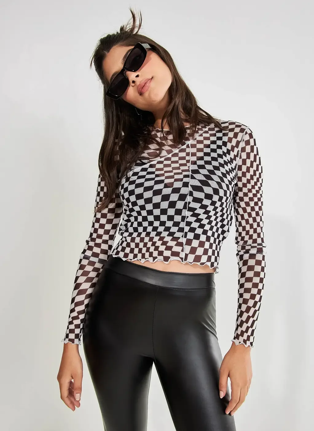 Blusa De Tule Quadriculada