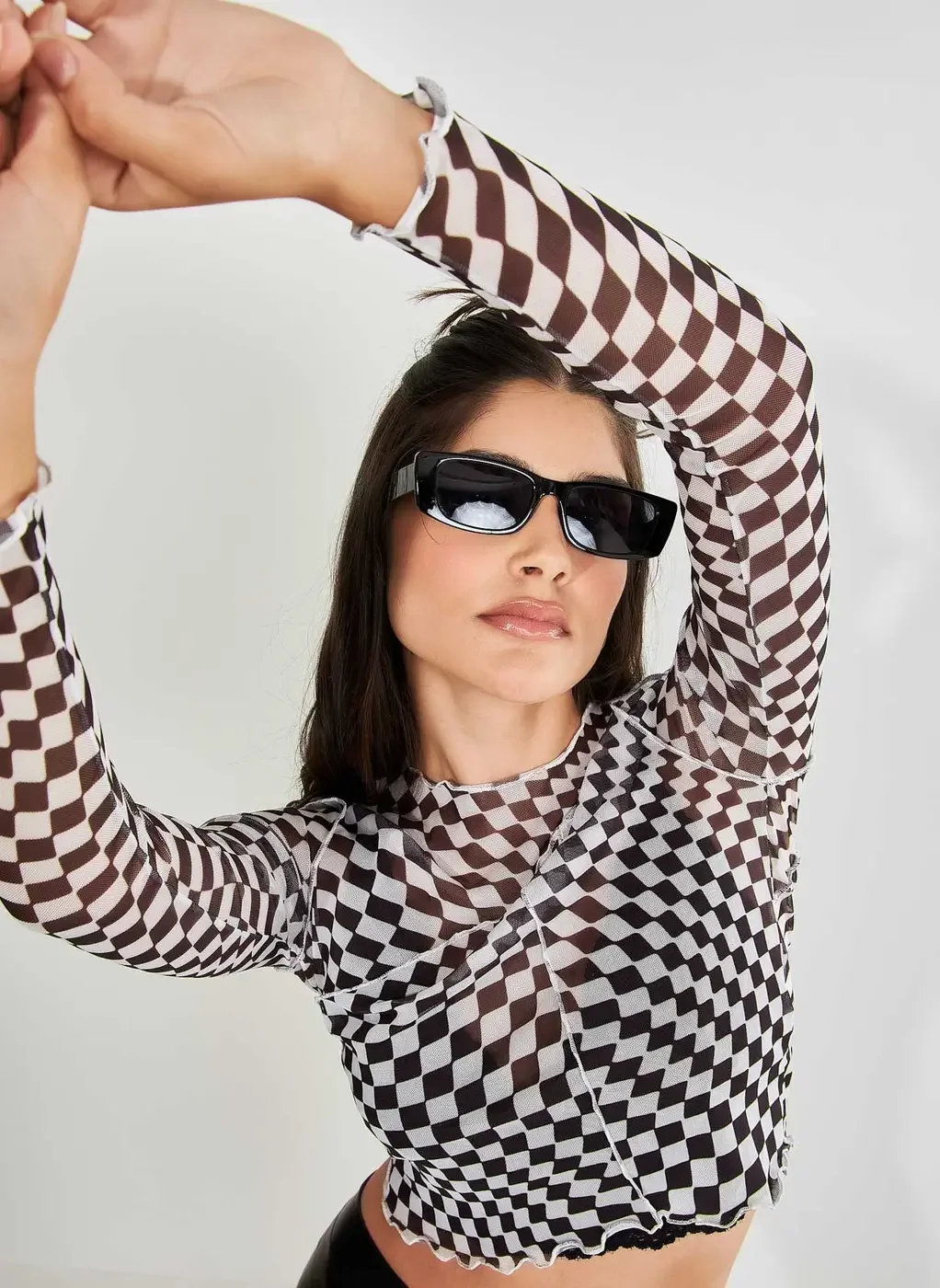 Blusa De Tule Quadriculada