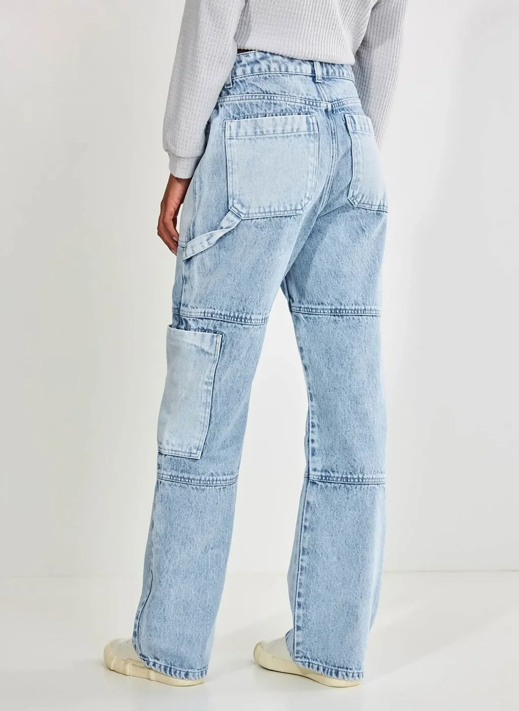 Calça Jeans Reta Over Cargo