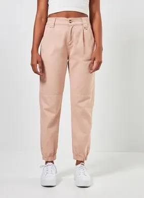Calça Jogger Em Sarja Rosinha