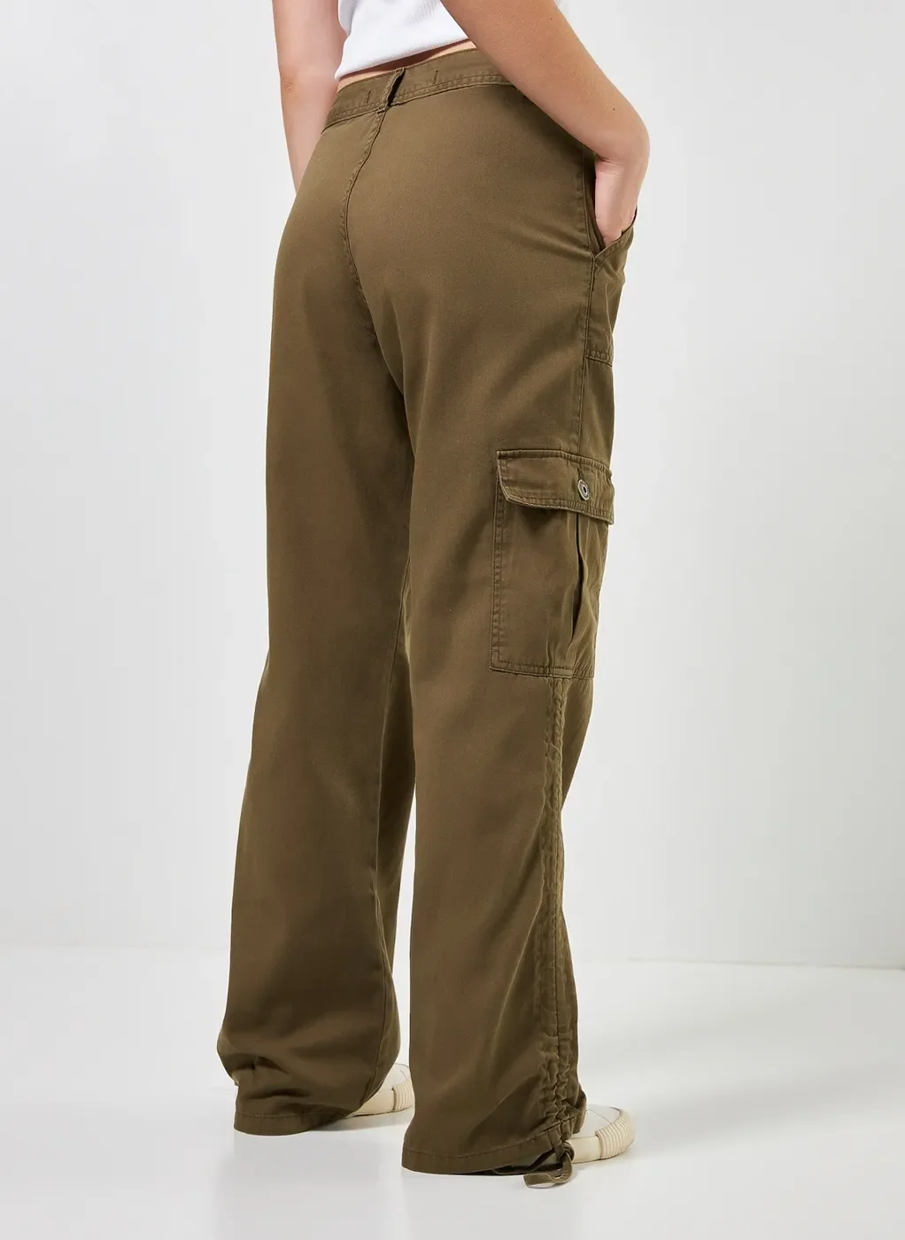 Calça Cargo Verde Militar Com Amarração