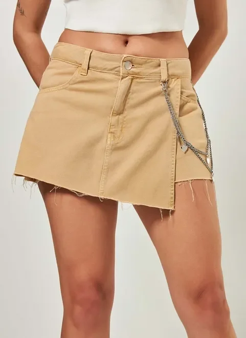 Short Saia Caqui Com Corrente