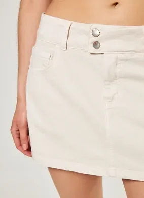 Saia De Cintura Baixa Sarja Off-White