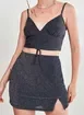 Top Cropped De Lurex Azul Marinho