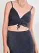 Top Cropped De Lurex Azul Marinho