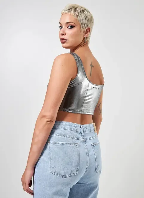Cropped Corselet Prateado Gen Me
