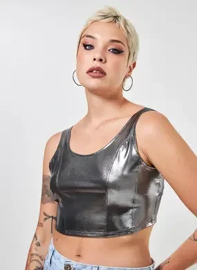 Cropped Corselet Prateado Gen Me