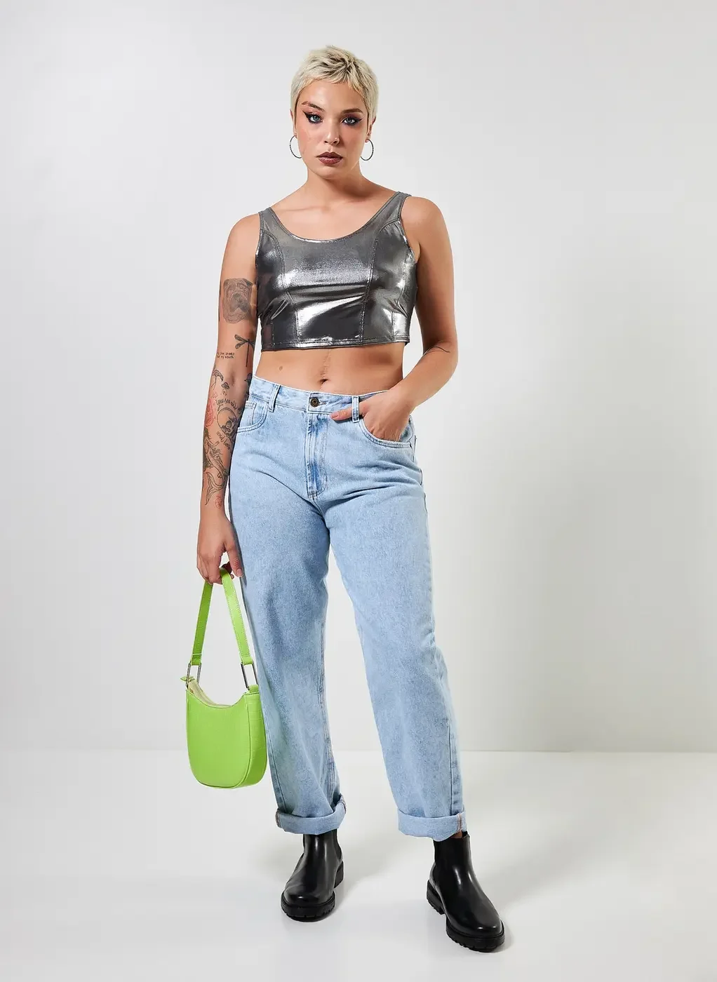 Cropped Corselet Prateado Gen Me