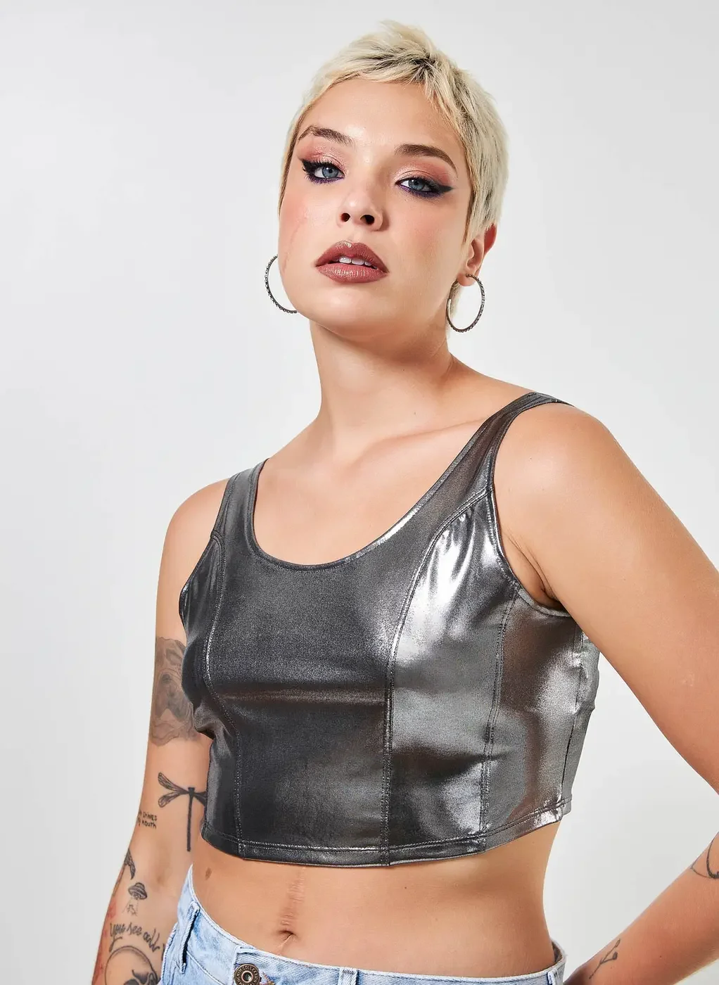 Cropped Corselet Prateado Gen Me