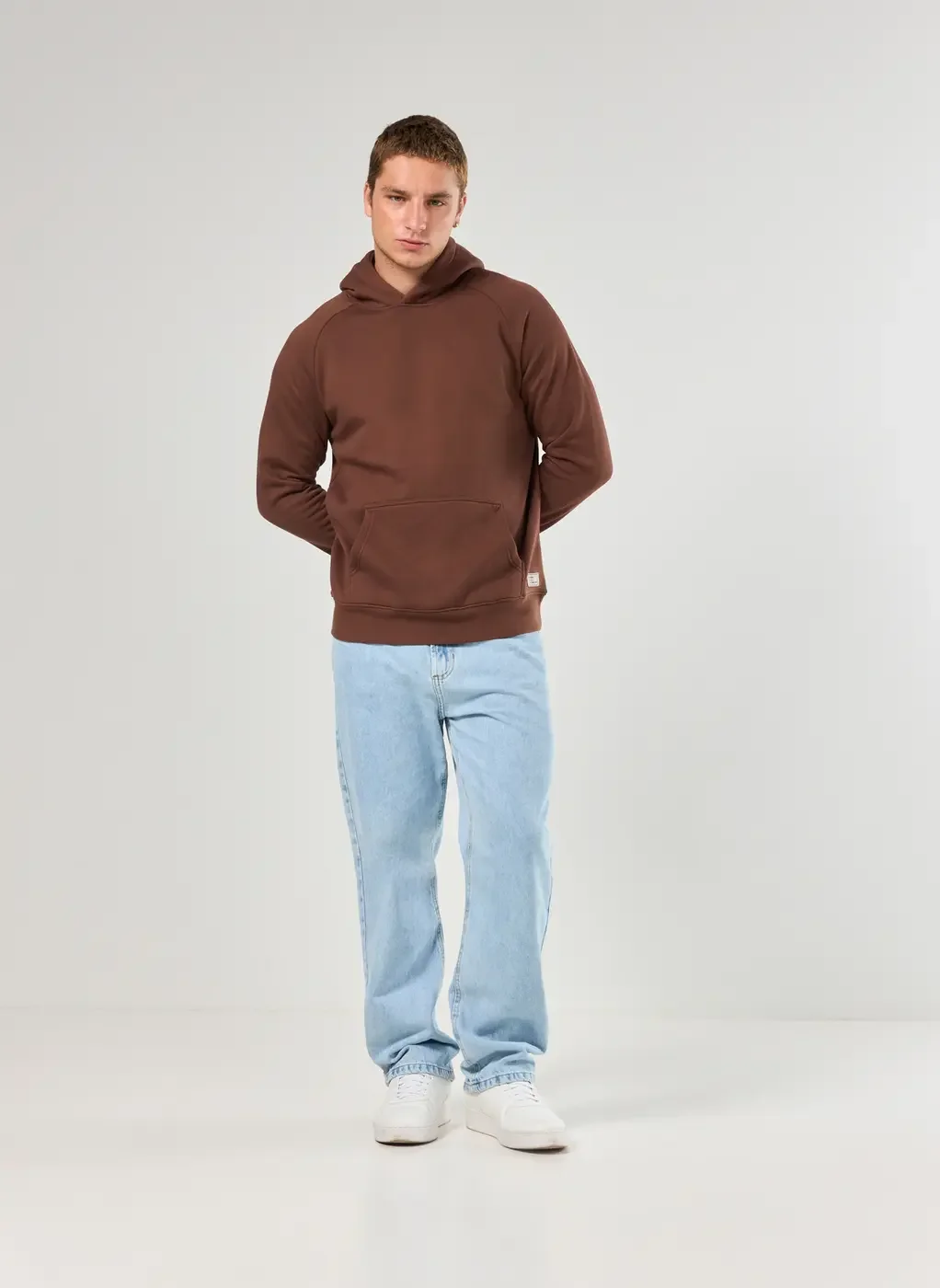 Calça Reta Jeans Marmorizada