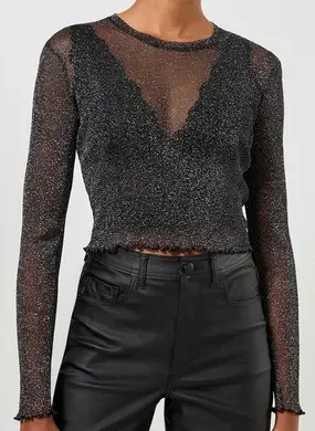 Blusa Em Tule Com Brilho