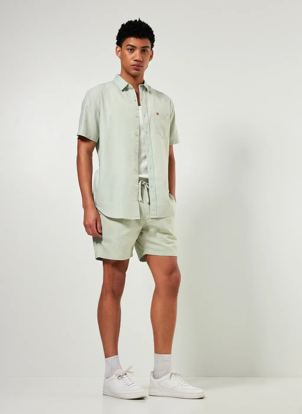 Camisa Com Linho Tom Pastel