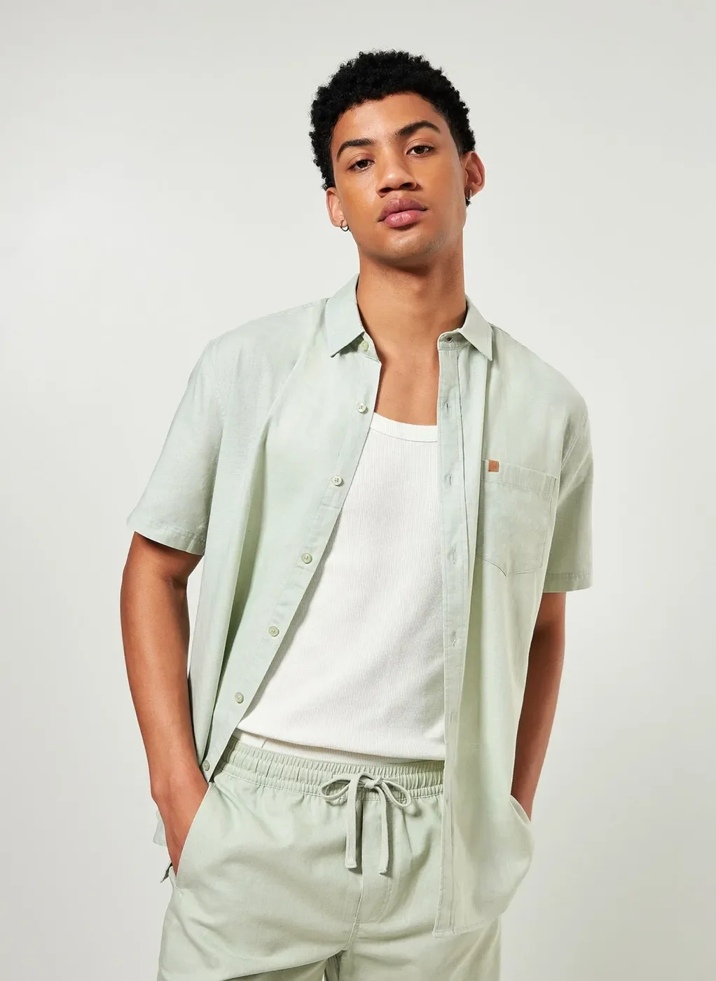 Camisa Com Linho Tom Pastel