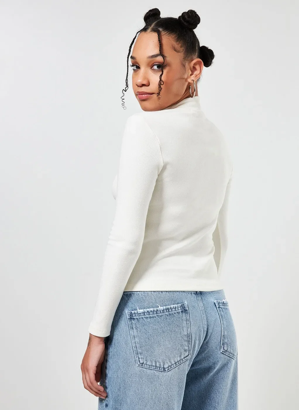 Blusa De Manga Longa Com Golinha