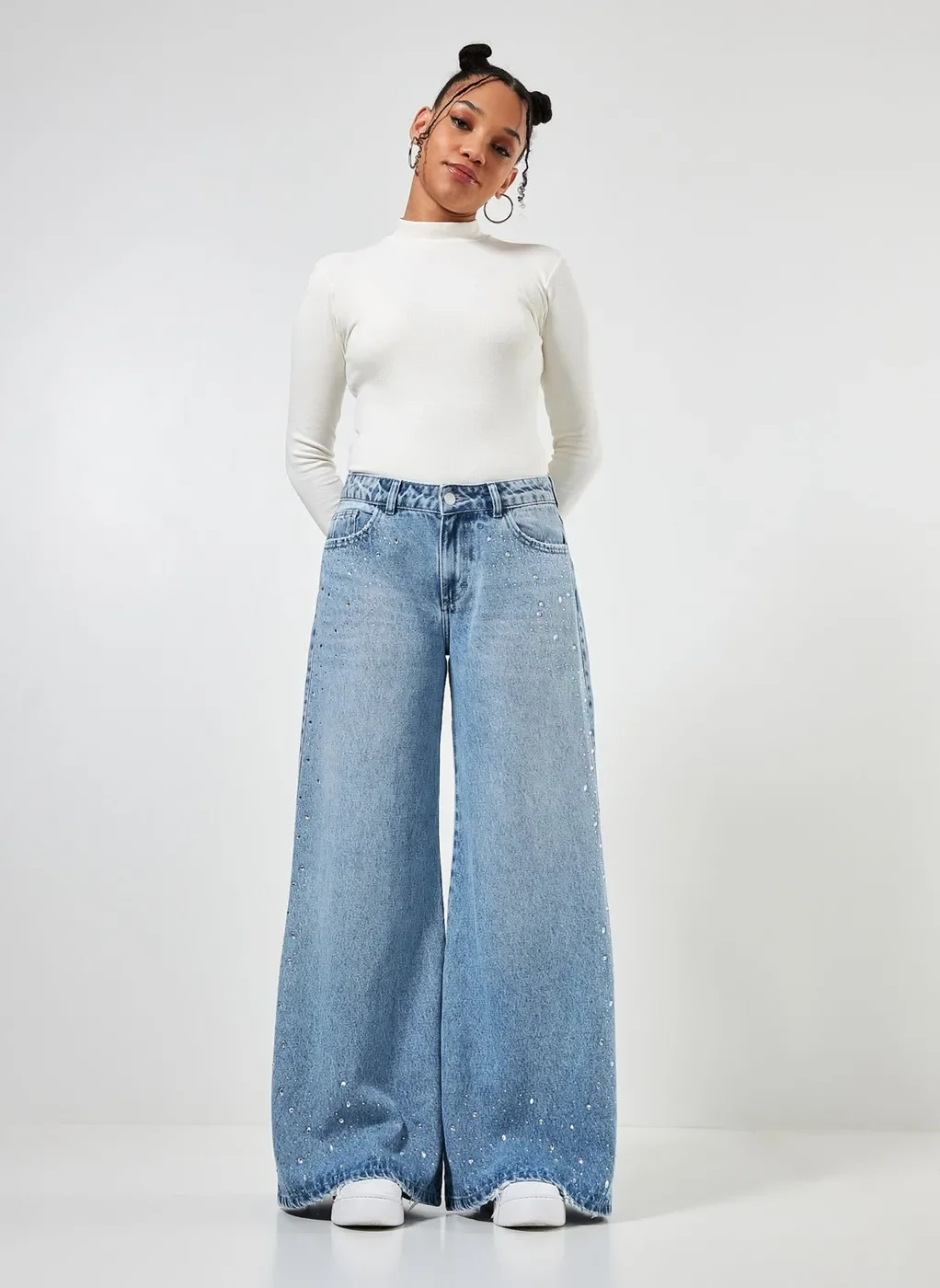 Blusa De Manga Longa Com Golinha