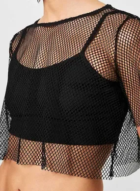 Blusa Cropped Em Tela Preta