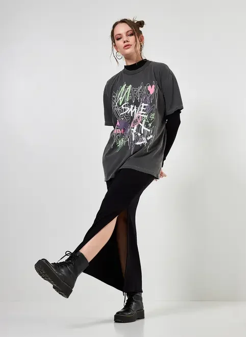 Camiseta Oversized Estonada Grafite