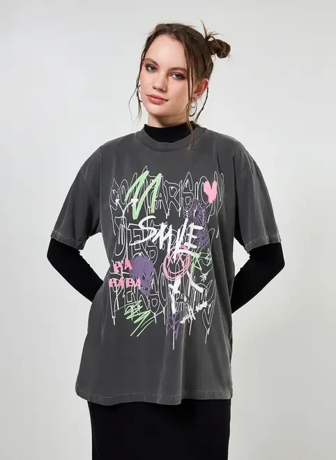 Camiseta Oversized Estonada Grafite