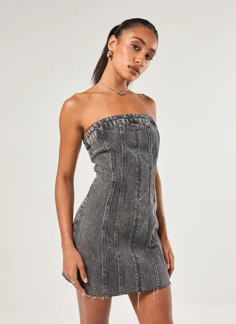 Vestido Jeans Sem Alça