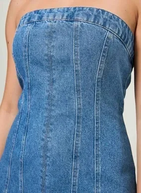 Vestido Jeans Sem Alça