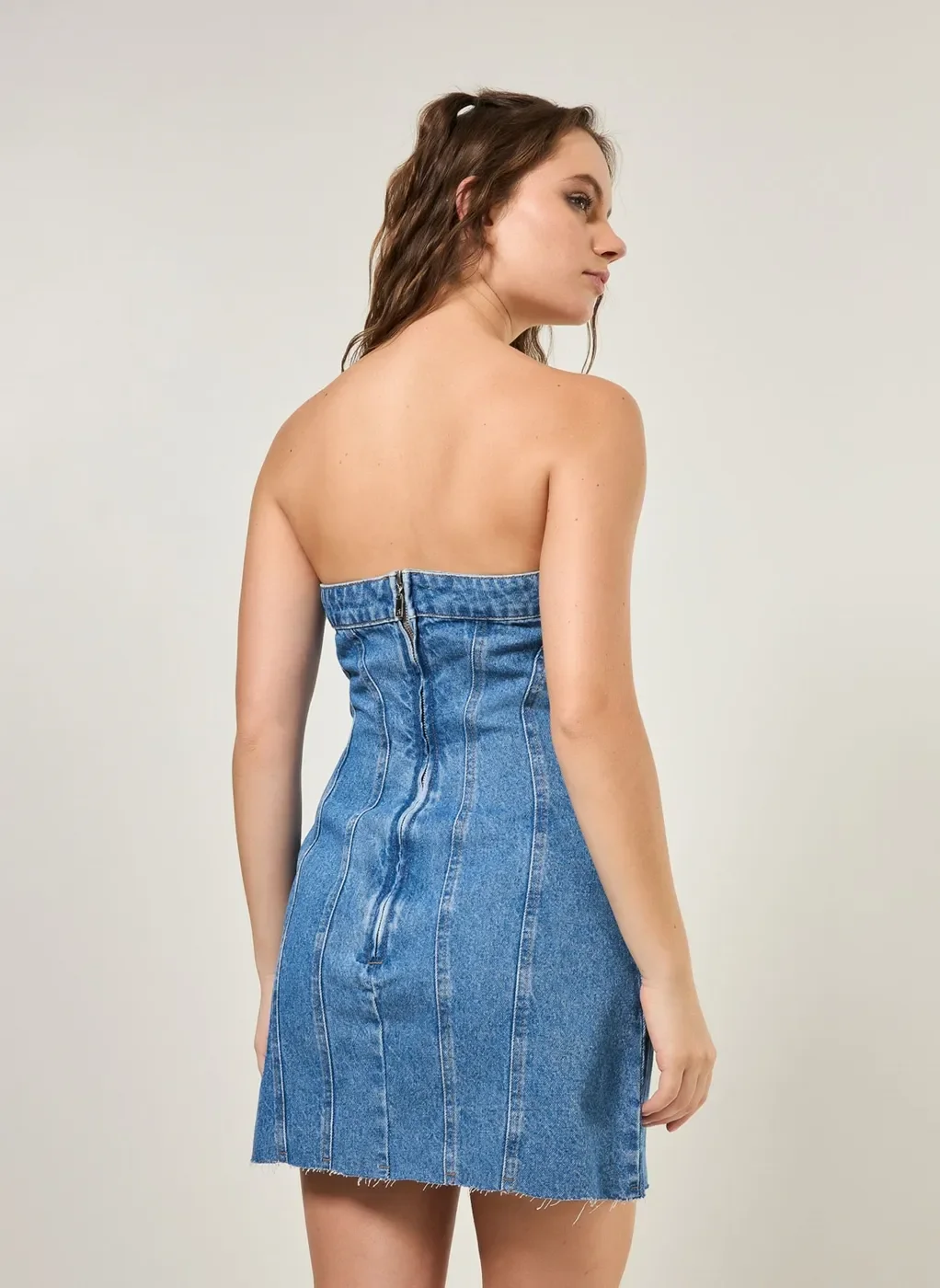 Vestido Jeans Sem Alça