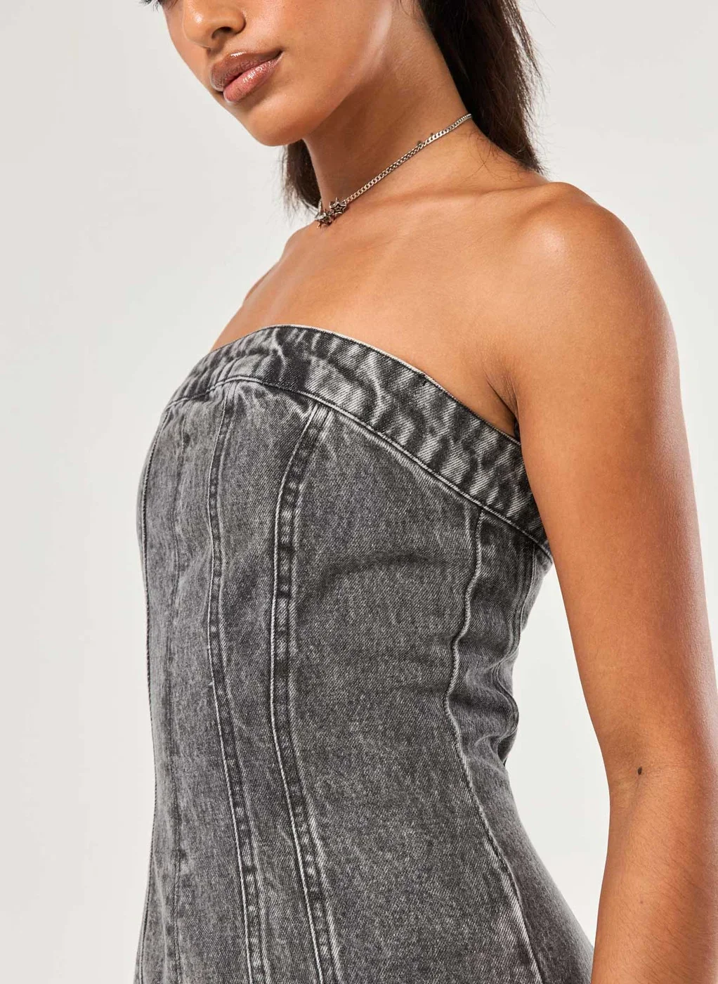 Vestido Jeans Sem Alça