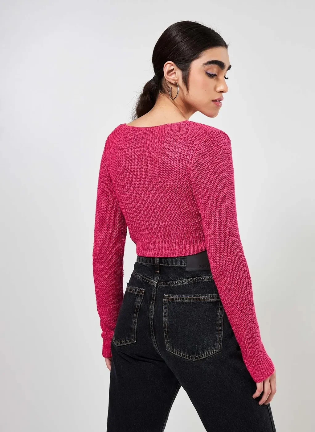 Calça Wide Leg Em Jeans Preto