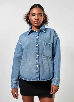 Camisa Overshirt Jeans Com Bolso