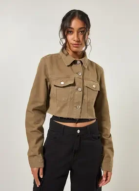 Jaqueta De Sarja Cropped