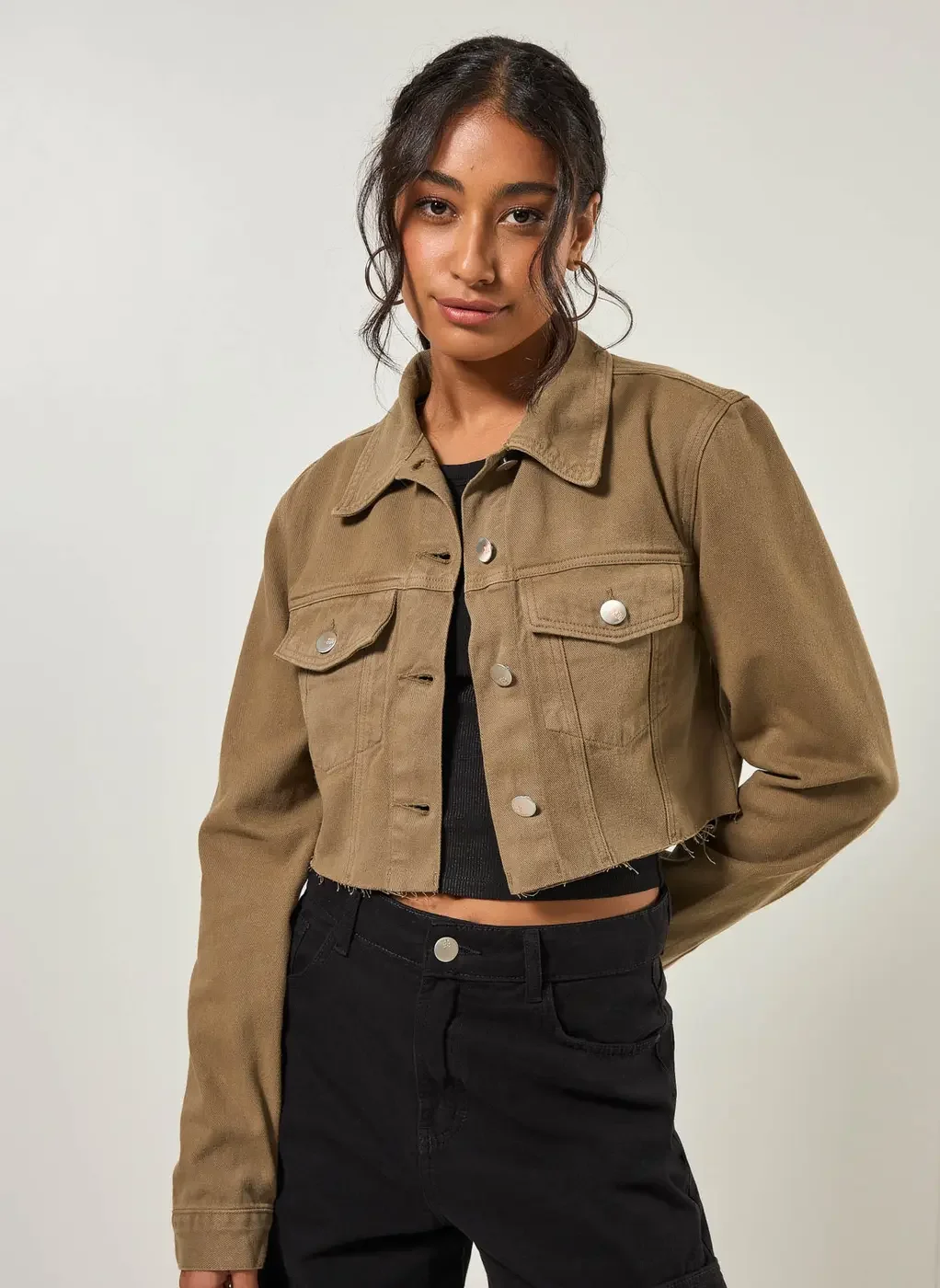 Jaqueta De Sarja Cropped