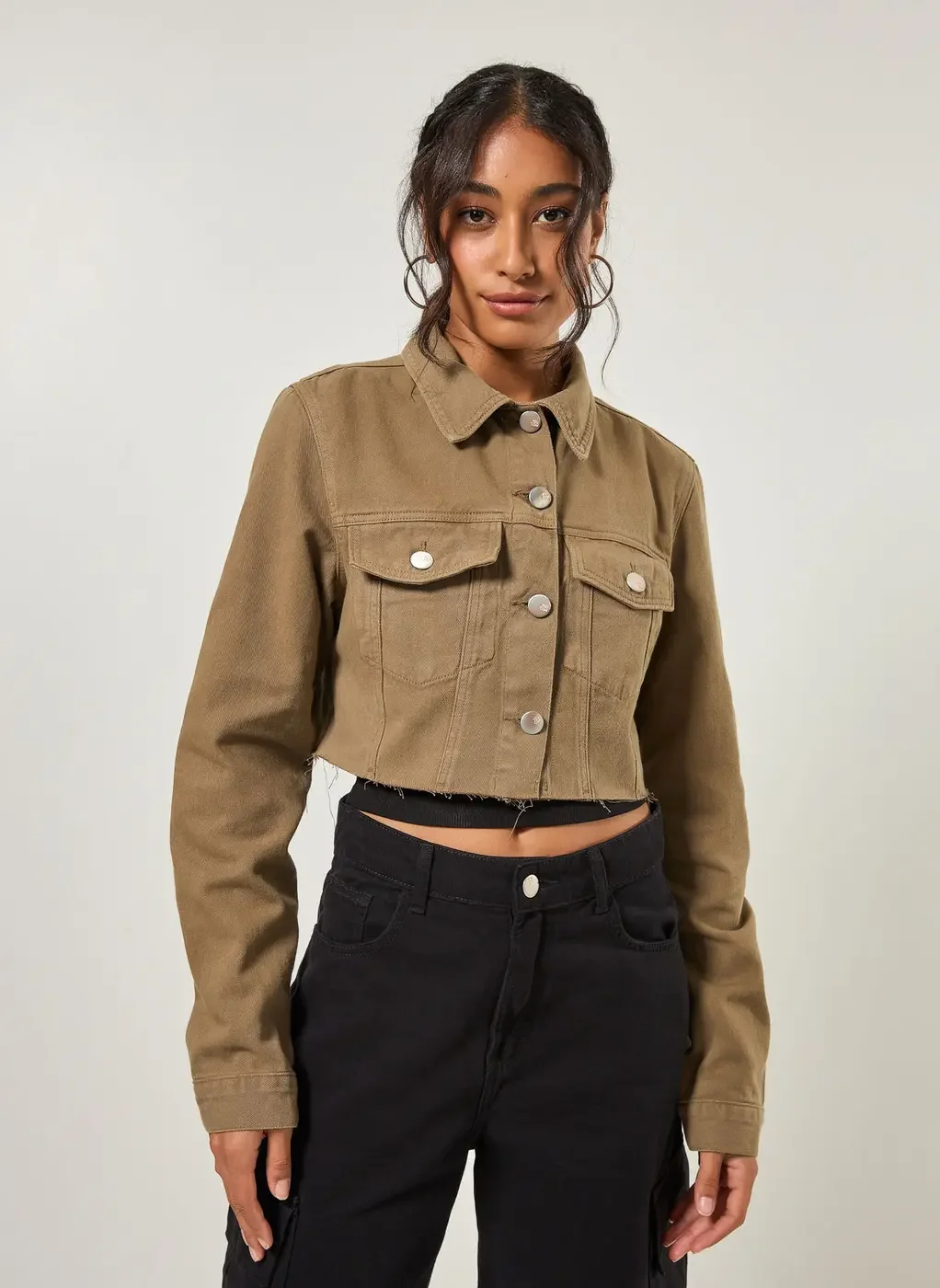 Jaqueta De Sarja Cropped