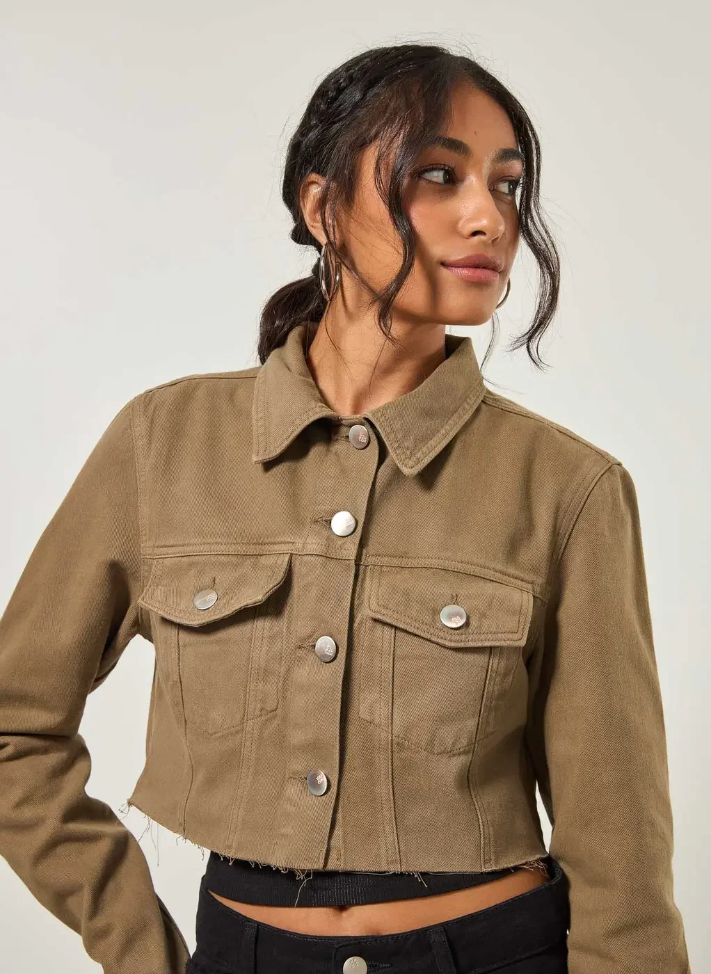 Jaqueta De Sarja Cropped