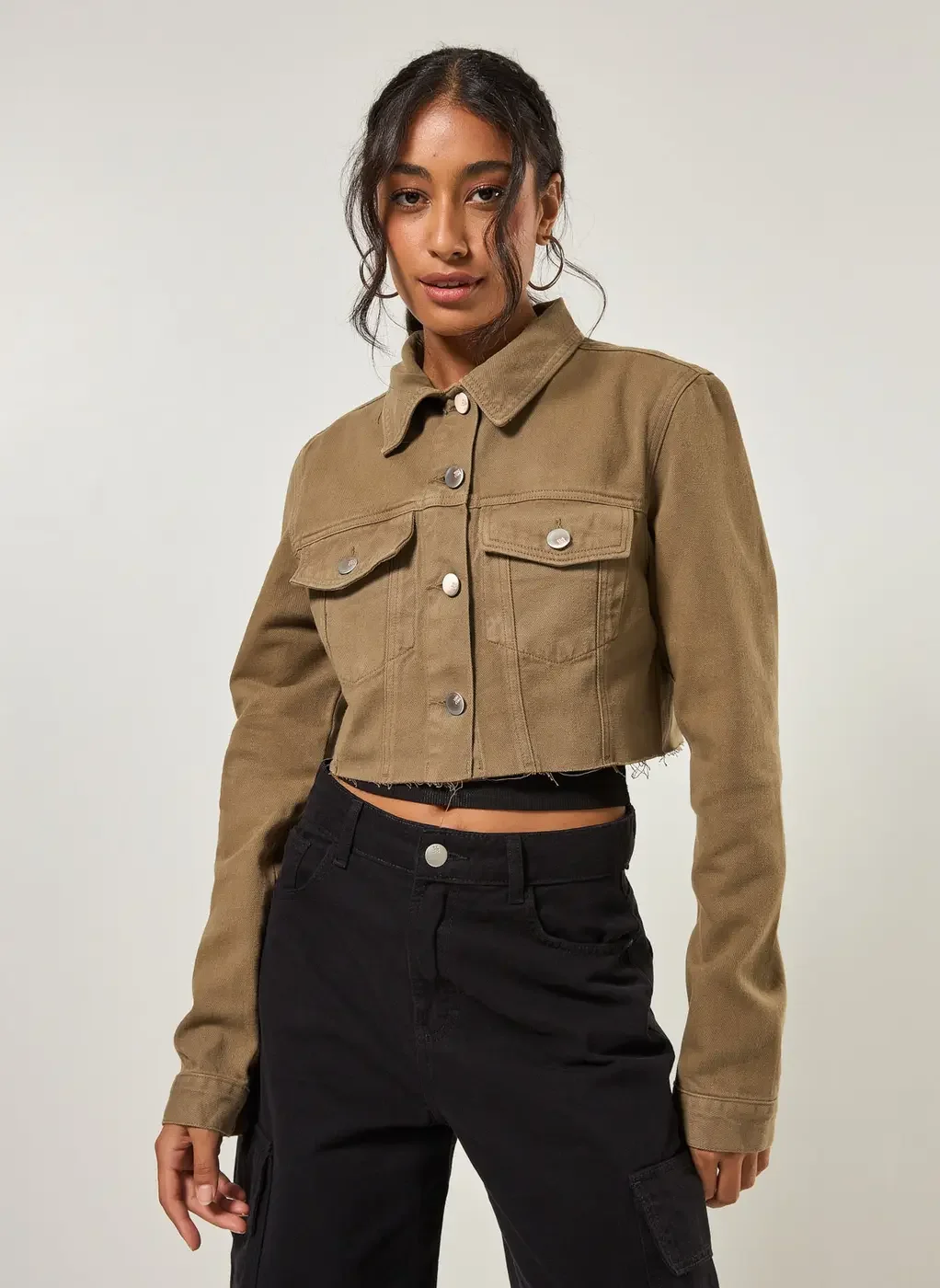 Jaqueta De Sarja Cropped