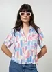 Camisa Manga Curta Pinceladas Coloridas