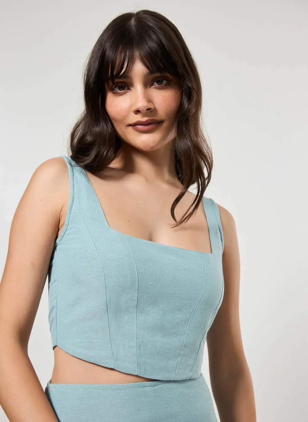 Cropped Corselet Com Linho