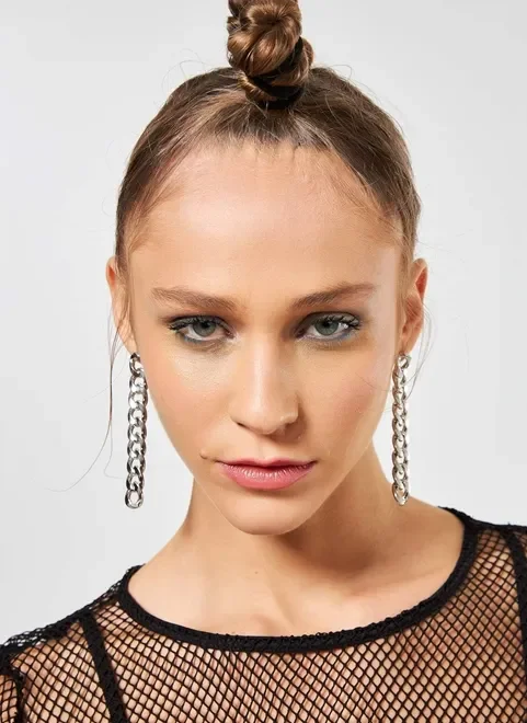 Brinco De Corrente Prateada