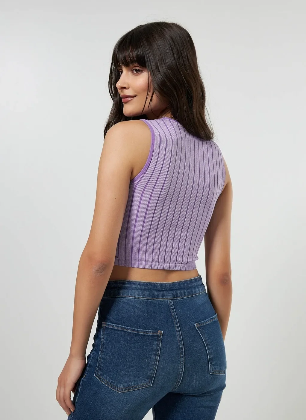 Blusa Cropped Seamless Canelada Roxa