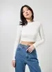 Blusa Cropped De Manga Longa Malha Crepe