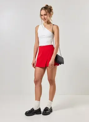 Short Saia De Alfaiataria Com Fenda