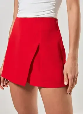 Short Saia De Alfaiataria Com Fenda