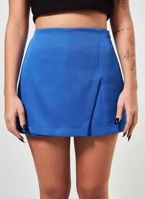 Short Saia De Alfaiataria Com Fenda