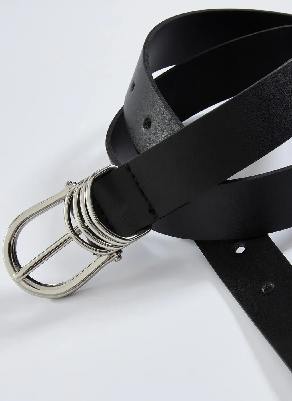 Cinto Preto Com Passantes Prateados