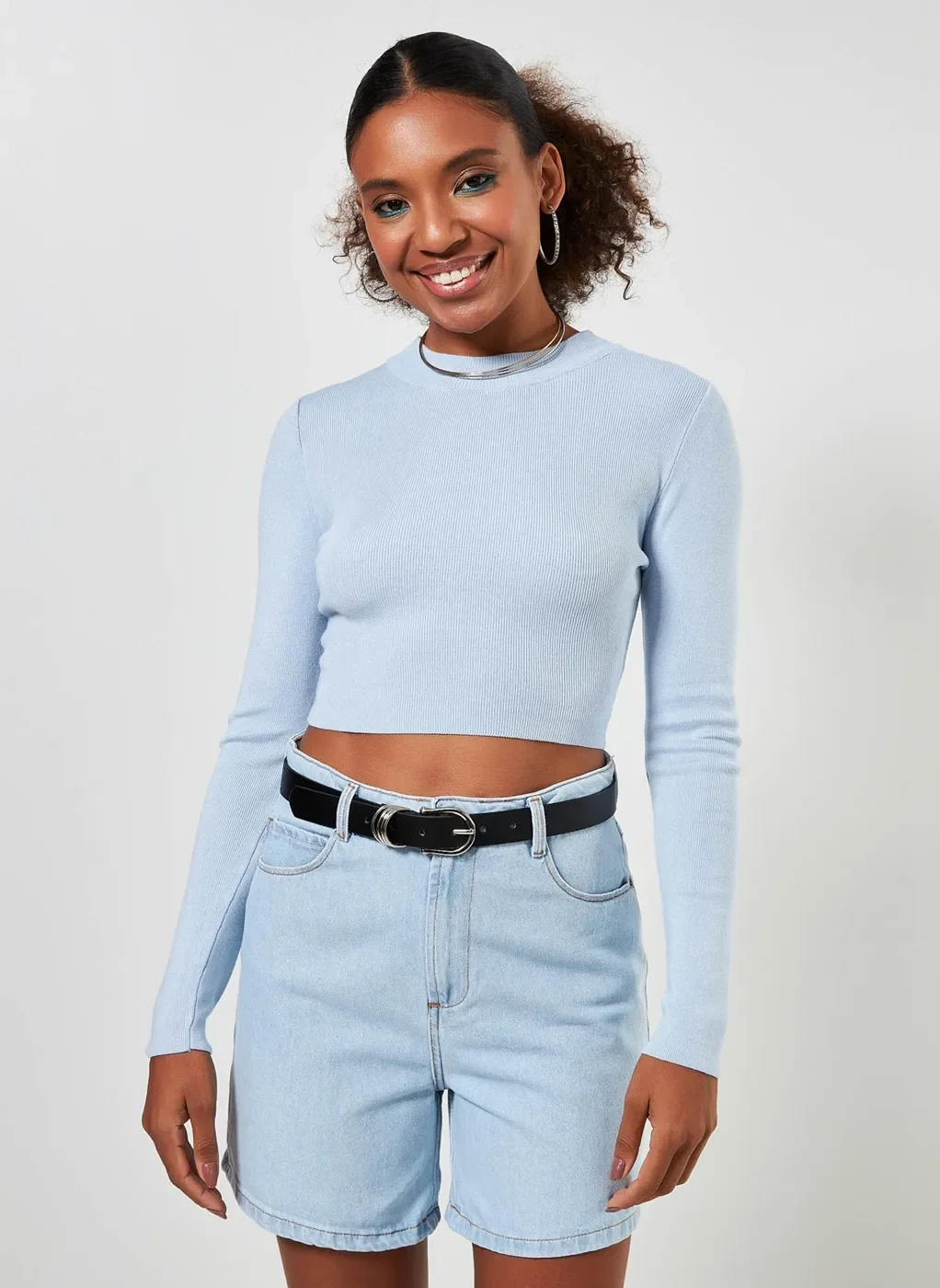 Cinto Preto Com Passantes Prateados