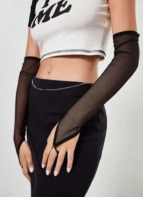 Luva Comprida Em Tule