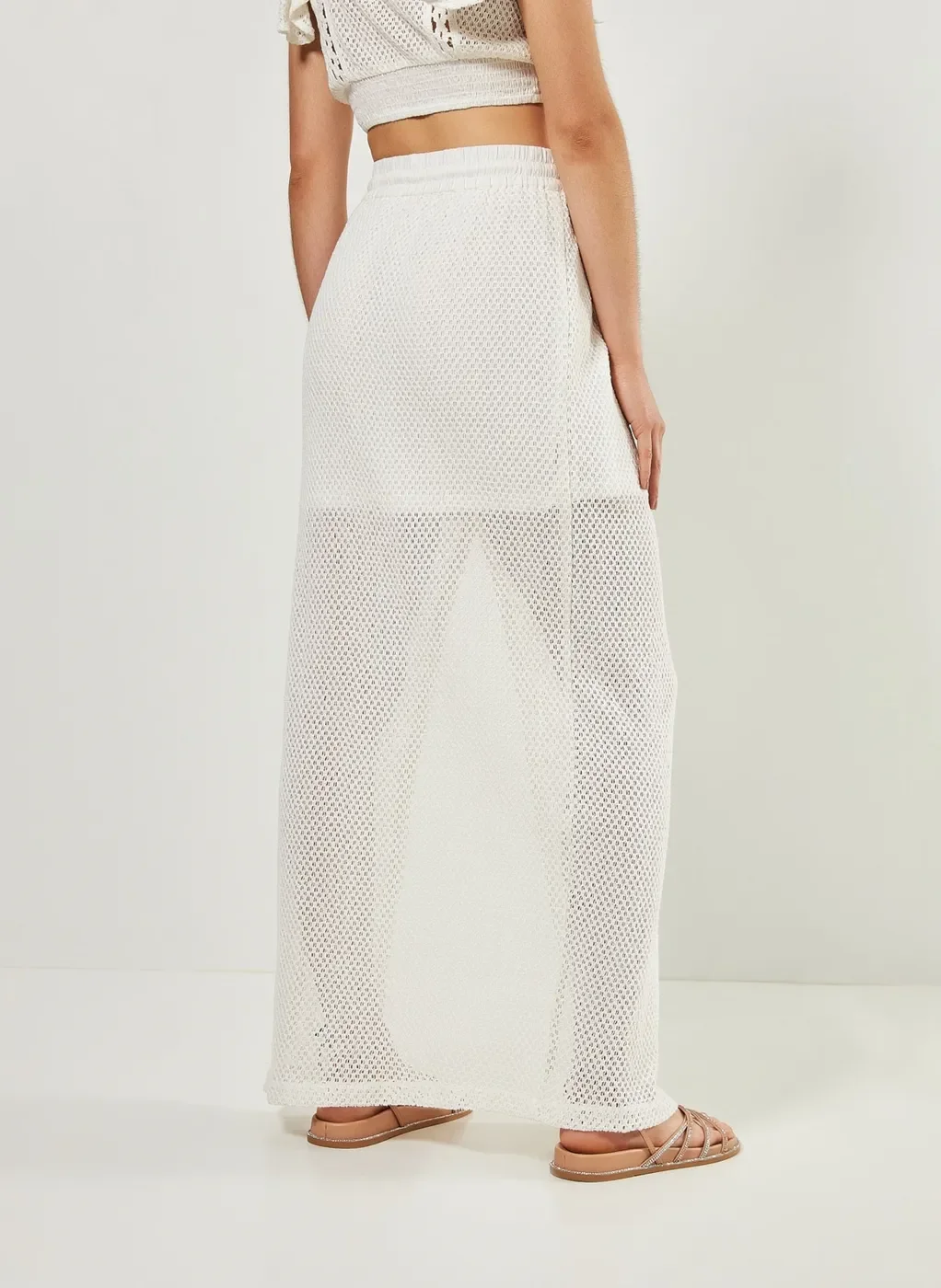 Saia Longa Em Crochê Off-White