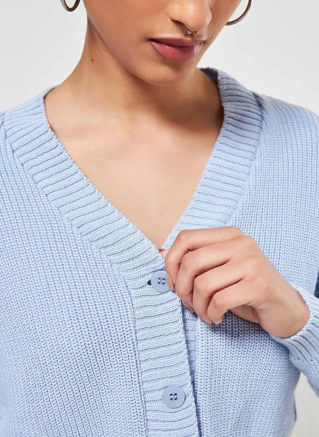 Cardigan Cropped Azul Claro