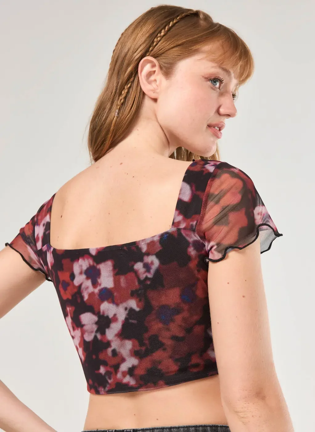 Cropped Tule Florido Manchado