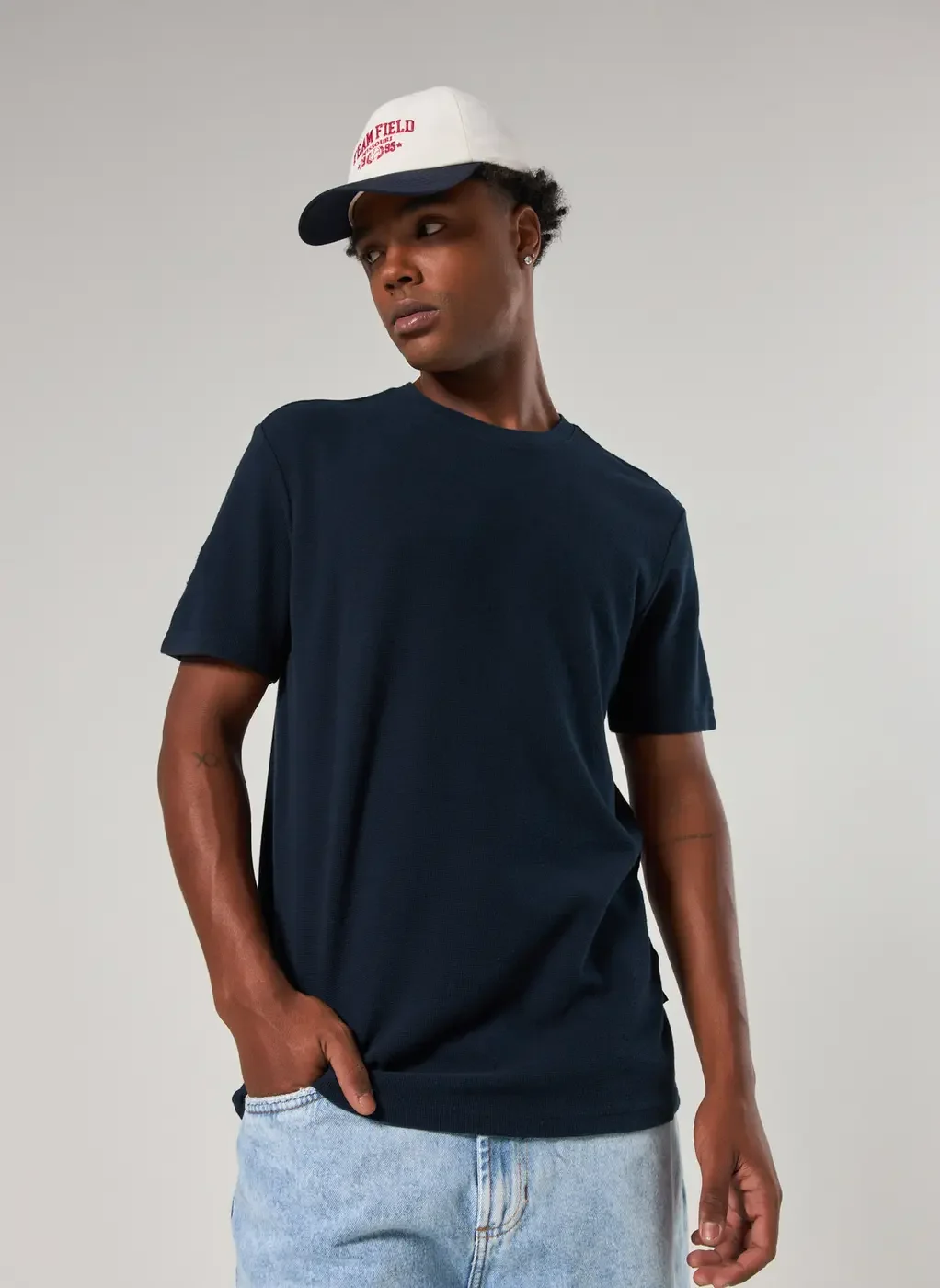 Camiseta Manga Curta Estonada Com Textura