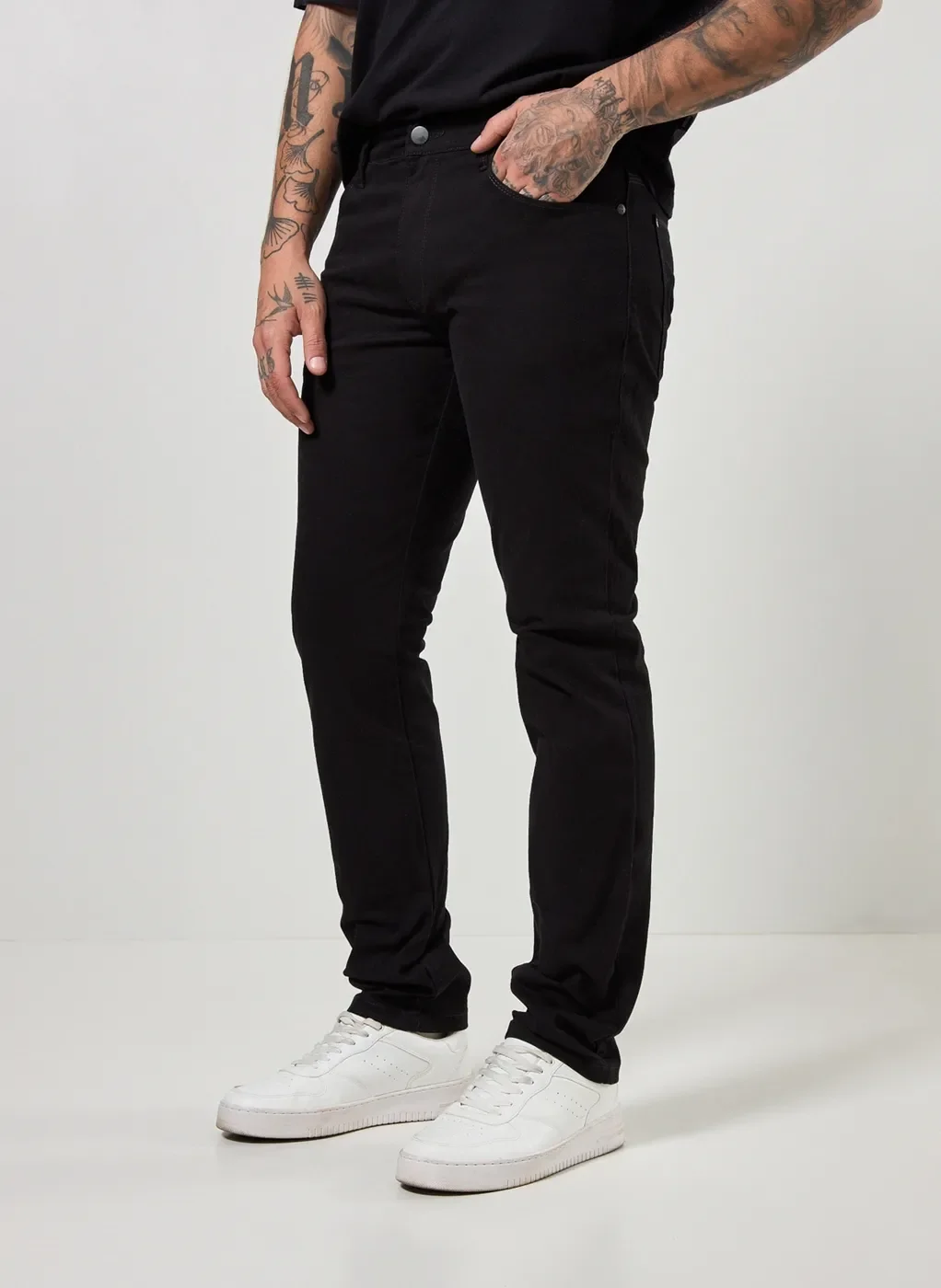 Calça Skinny De Sarja Preta